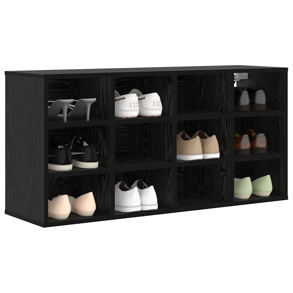 Schuhschrank mit Regal Schwarz Eichen-Optik 103 x 30 x 51 cm