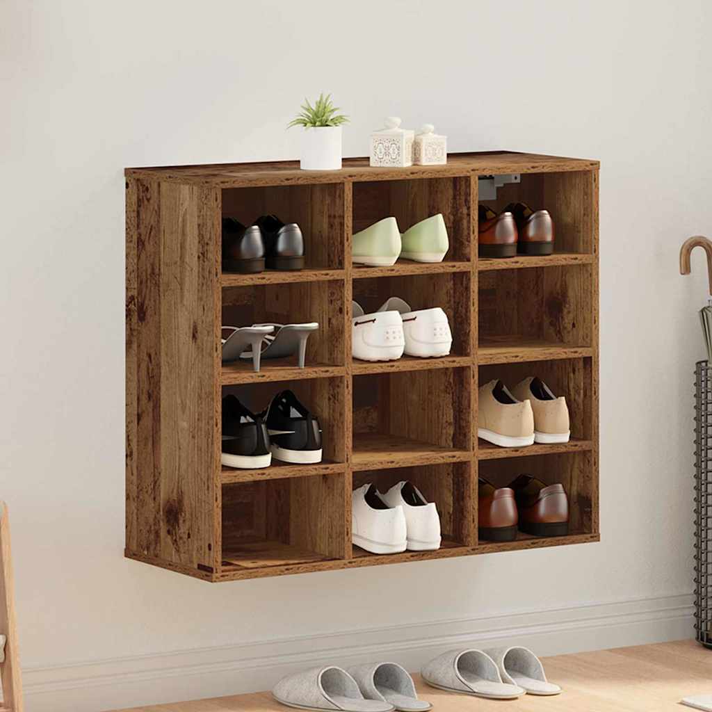 Schuhschrank mit Regal Altholz 77,5 x 30 x 67 cm Holzwerkstoff