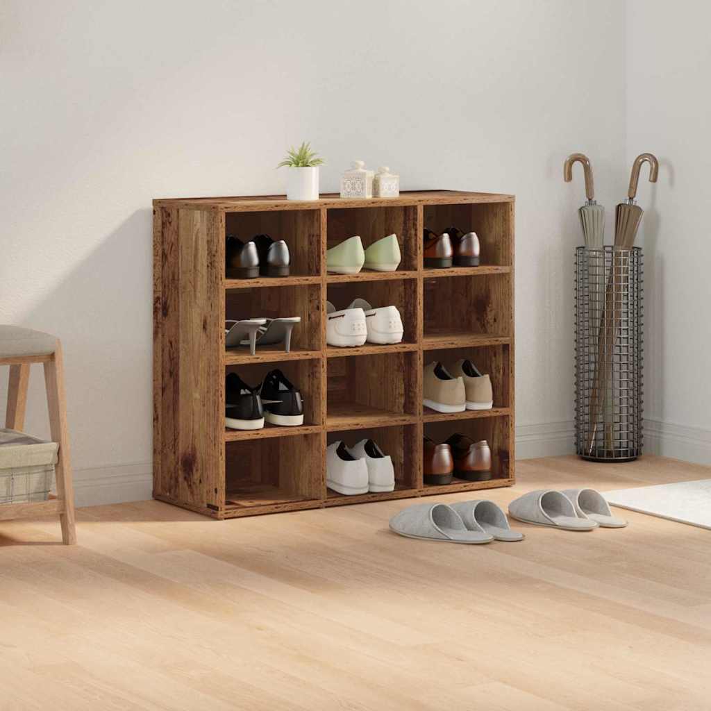Schuhschrank mit Regal Altholz 77,5 x 30 x 67 cm Holzwerkstoff