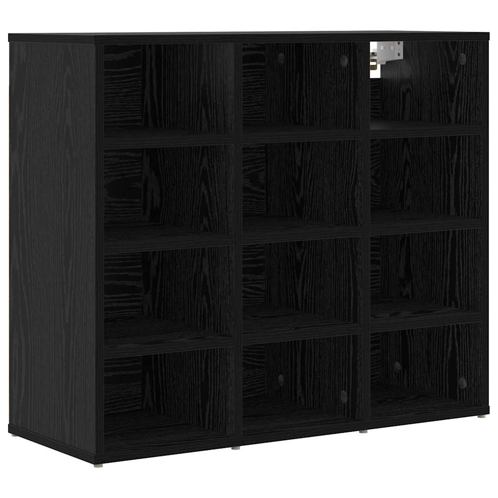 Schuhschrank mit Regal Schwarz Eichen-Optik 77,5 x 30 x 67 cm