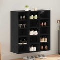 Schuhschrank mit Regal Schwarz Eichen-Optik 77,5 x 30 x 83,5 cm