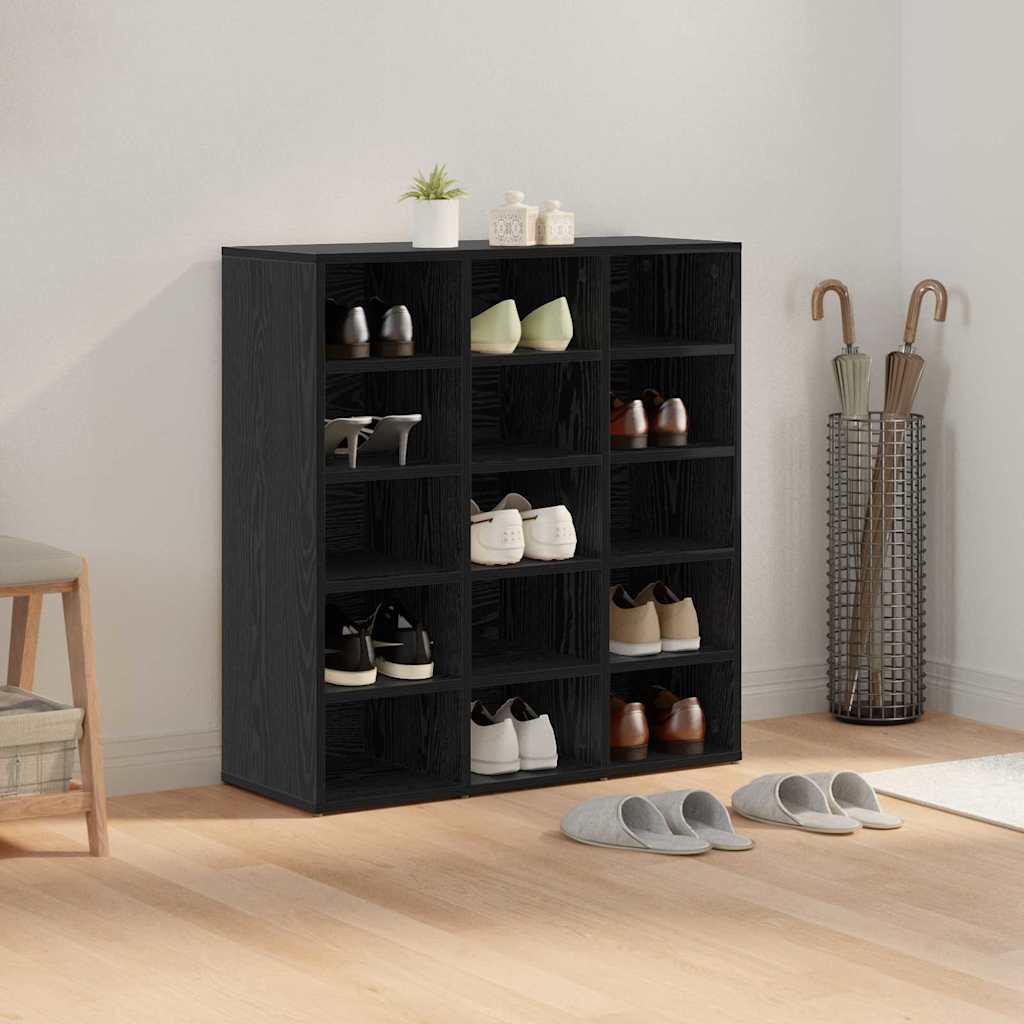Schuhschrank mit Regal Schwarz Eichen-Optik 77,5 x 30 x 83,5 cm