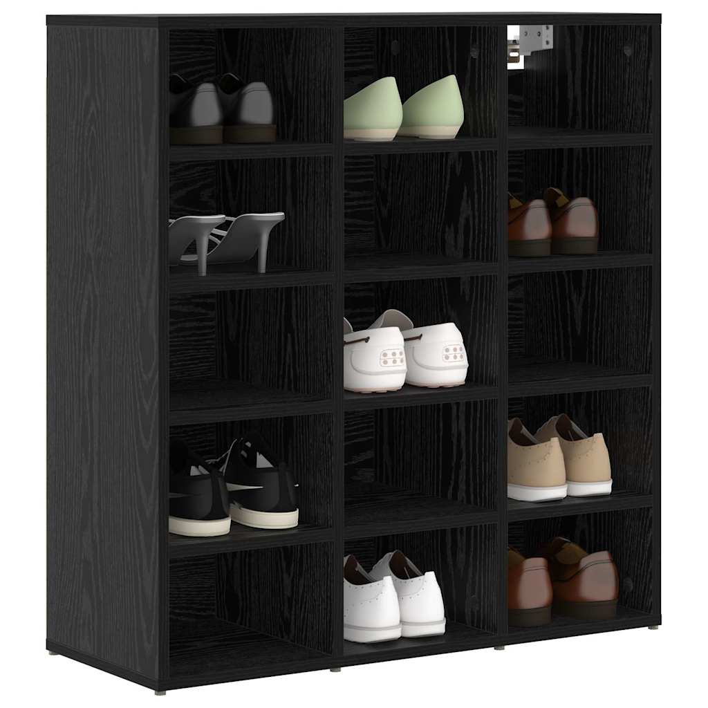 Schuhschrank mit Regal Schwarz Eichen-Optik 77,5 x 30 x 83,5 cm