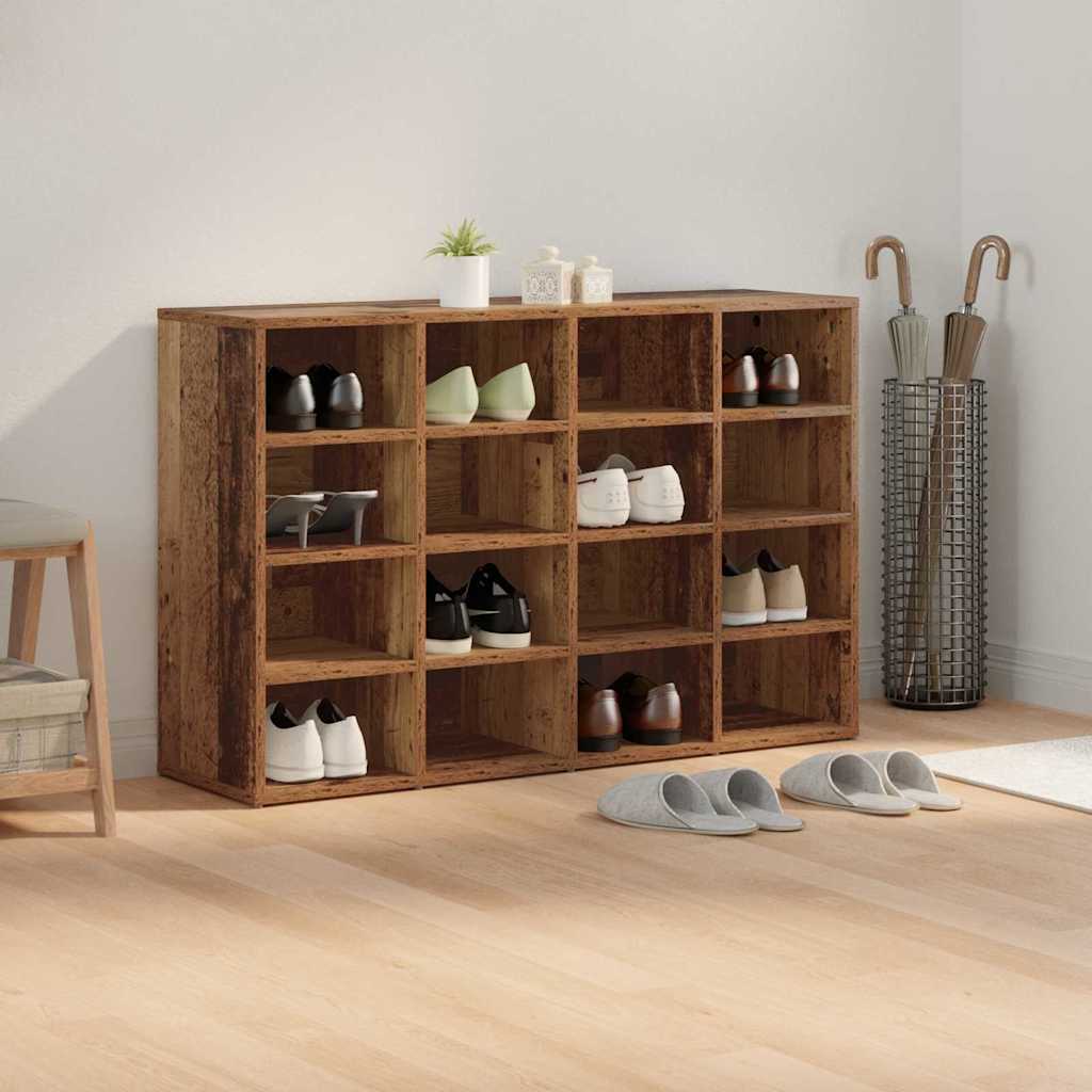 Schuhschrank mit Regal Altholz 103 x 30 x 67 cm Holzwerkstoff