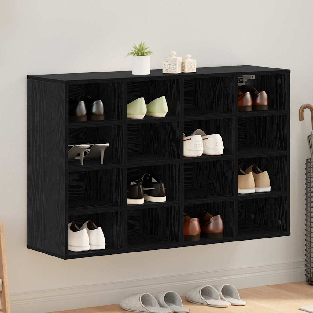 Schuhschrank mit Regal Schwarz Eichen-Optik 103 x 30 x 67 cm