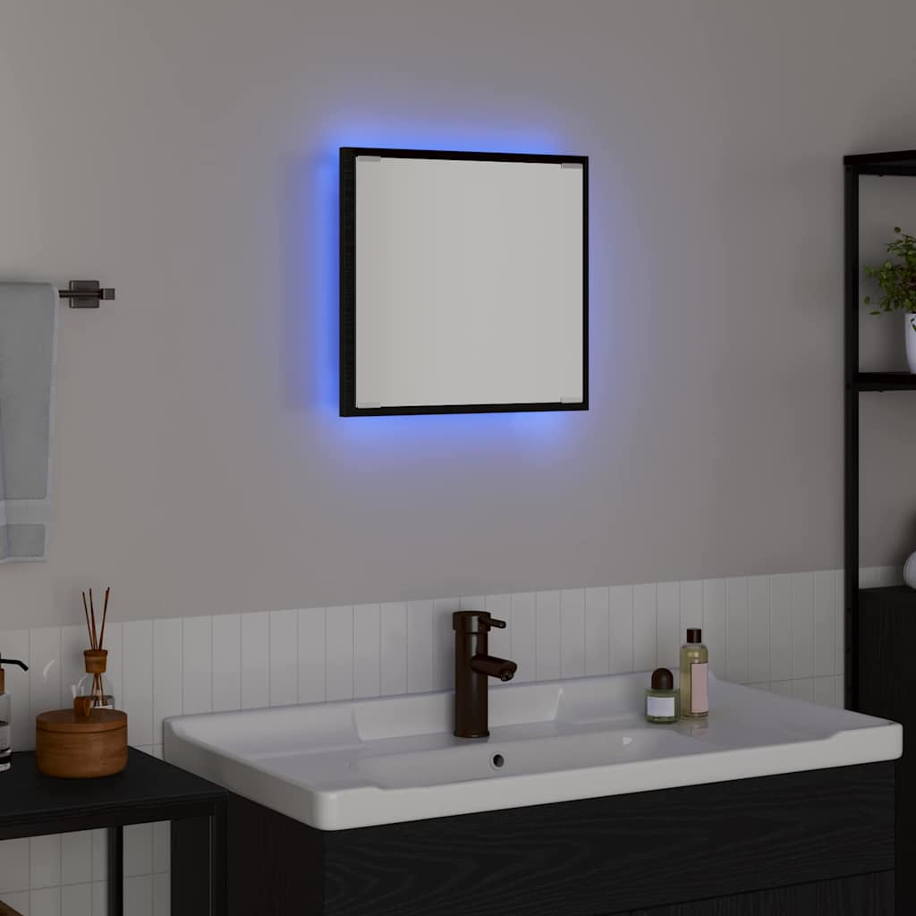 LED-Badezimmerspiegel Schwarz Eichen-Optik 40 x 37 x 8.5 cm