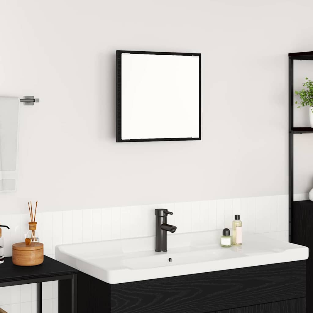 LED-Badezimmerspiegel Schwarz Eichen-Optik 40 x 37 x 8.5 cm