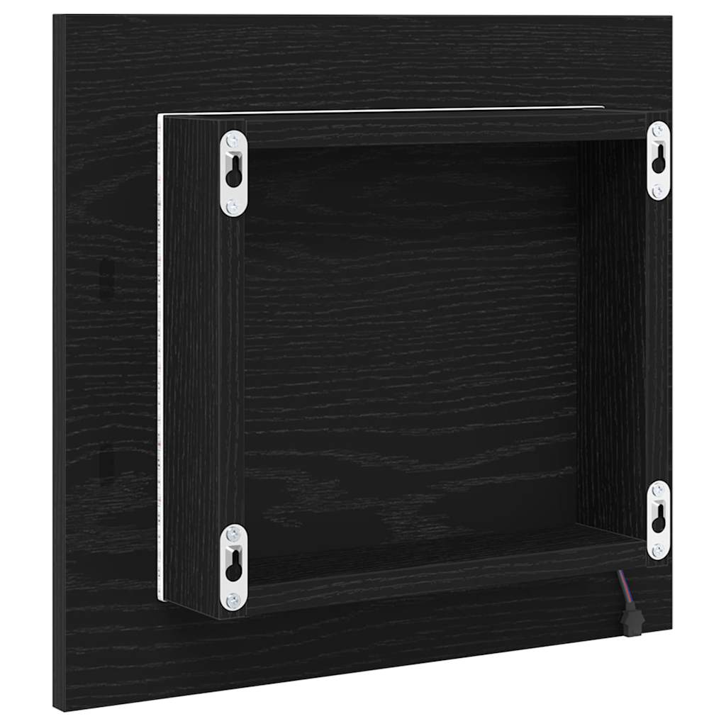 LED-Badezimmerspiegel Schwarz Eichen-Optik 40 x 37 x 8.5 cm