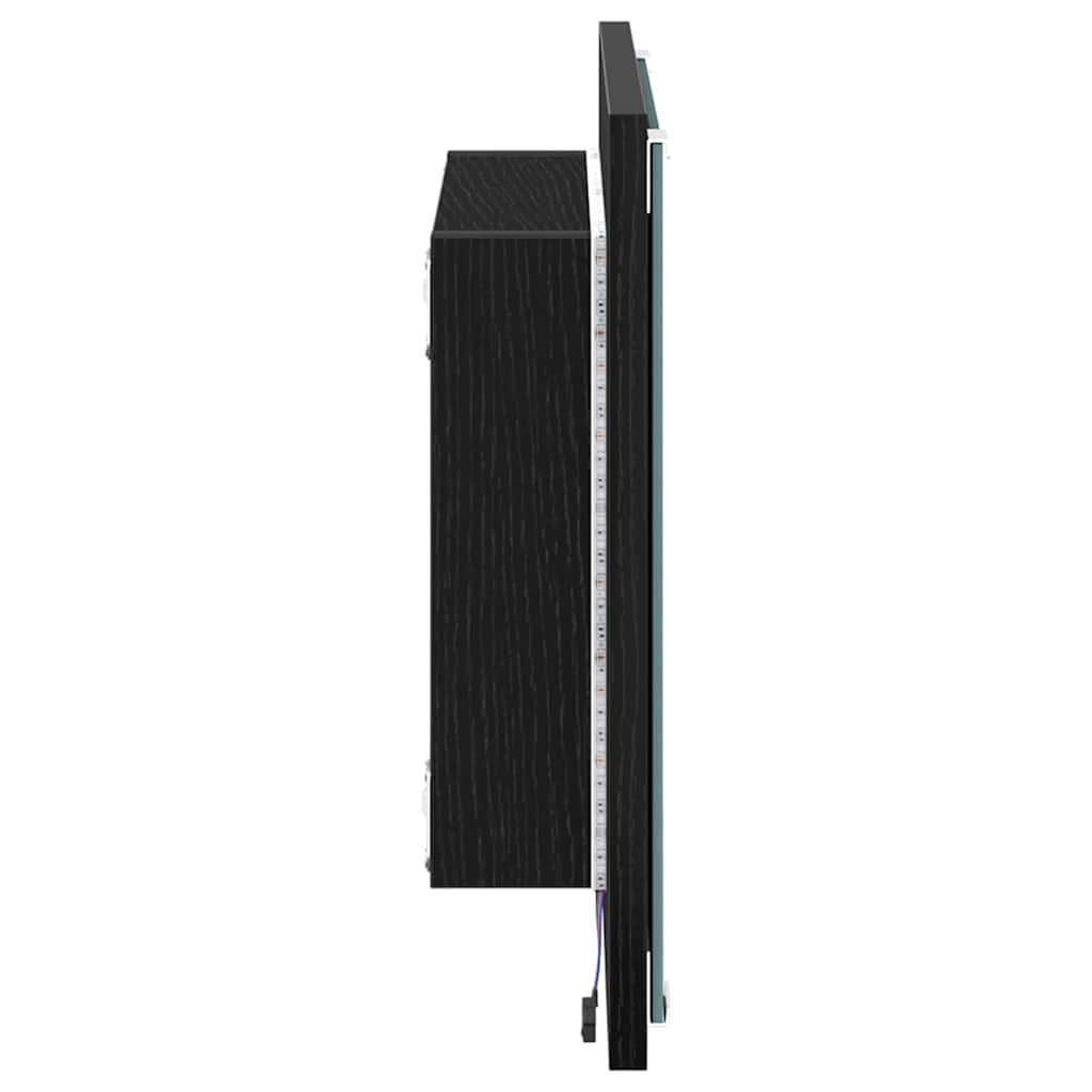 LED-Badezimmerspiegel Schwarz Eichen-Optik 40 x 37 x 8.5 cm
