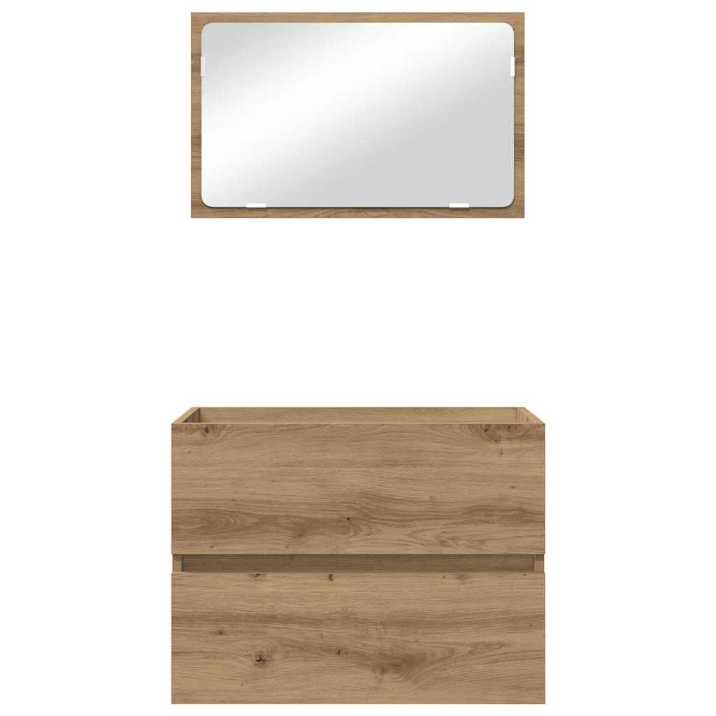 Badezimmermöbel-Set 2 pcs Artisan-Eiche Sperrholz und Metall