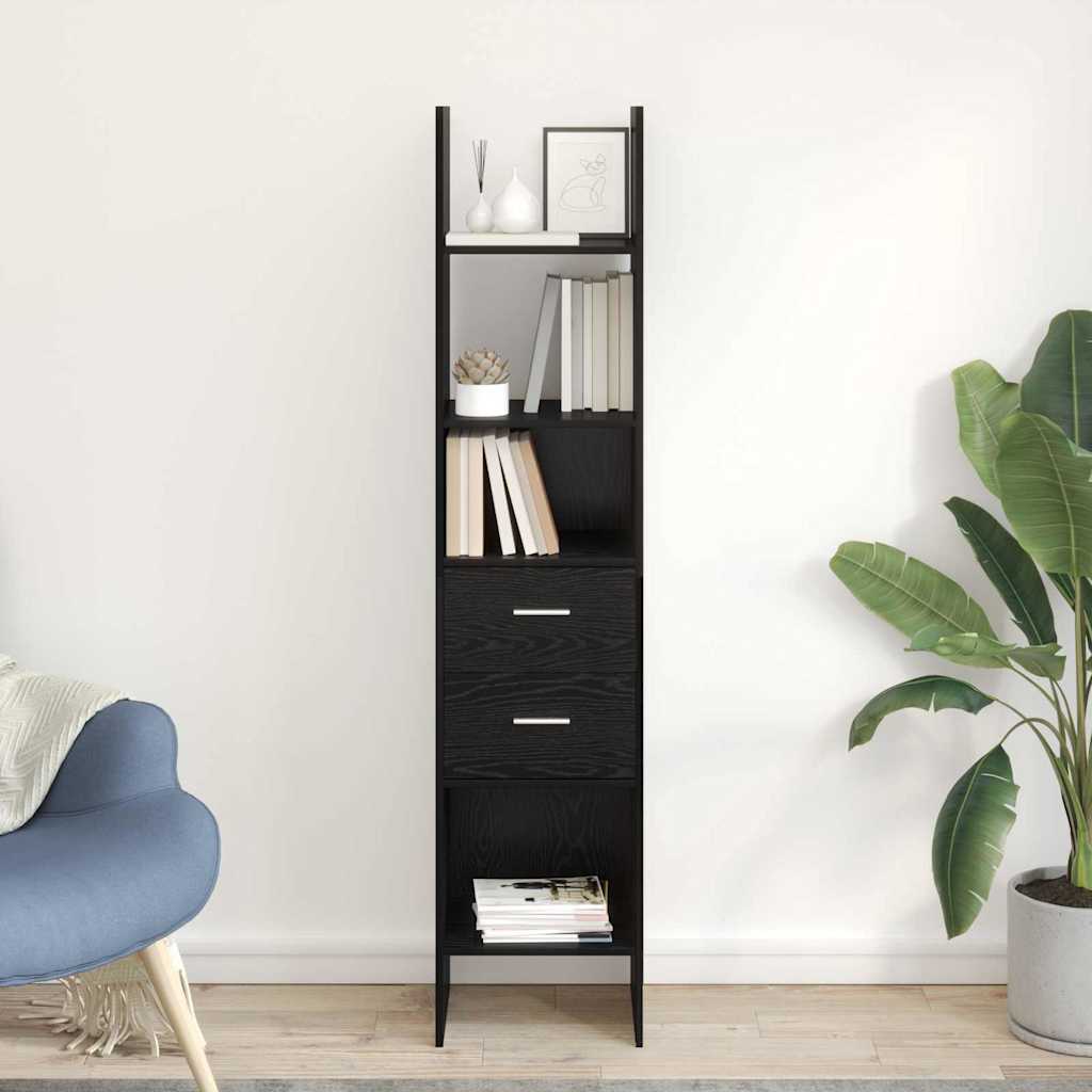 Bücherregal Schwarz Eichen-Optik 40 x 35 x 180 cm Holzwerkstoff