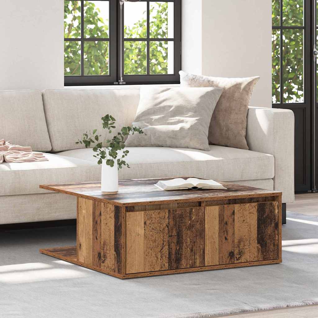 Couchtisch mit Schubladen Altholz 80 x 80 x 31 cm Holzwerkstoff