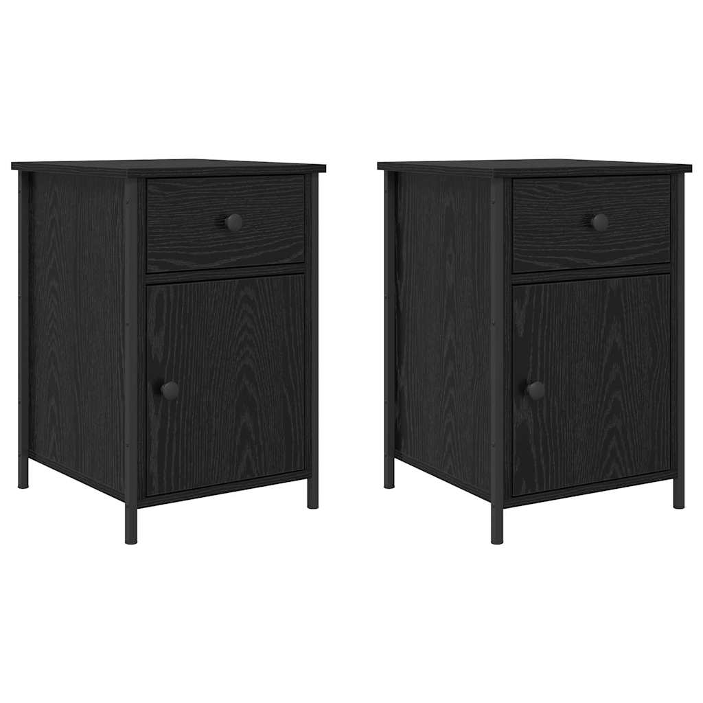 Nachttisch 2 pcs Schwarz Eichen-Optik 40 x 42 x 60 cm