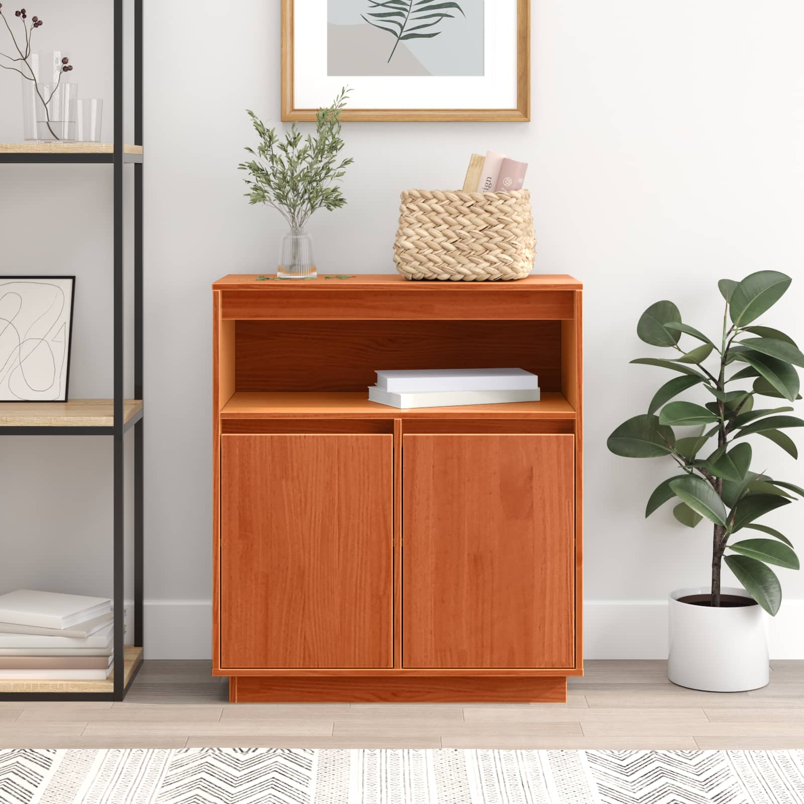 Sideboard Wachsbraun 70 x 34 x 80 cm Massives Kiefernholz