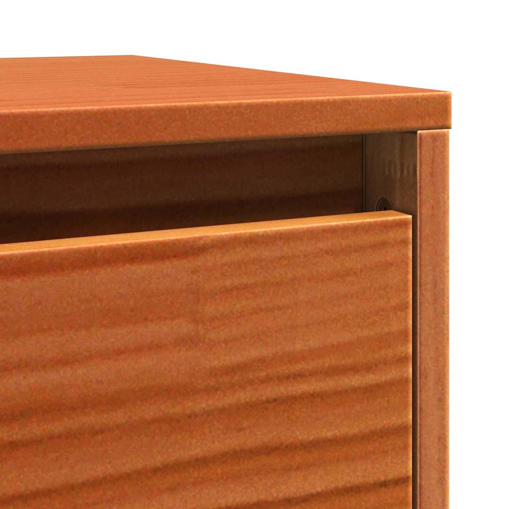 Wandschrank mit Regal mit Tür Wachsbraun Massives Kiefernholz