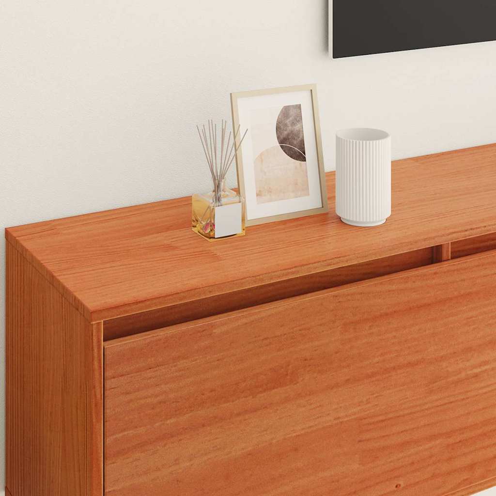 Wandschrank mit Regal mit Tür Wachsbraun Massives Kiefernholz