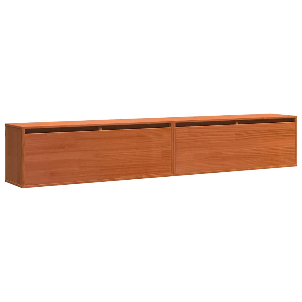 Wandschrank mit Regal mit Tür Wachsbraun Massives Kiefernholz