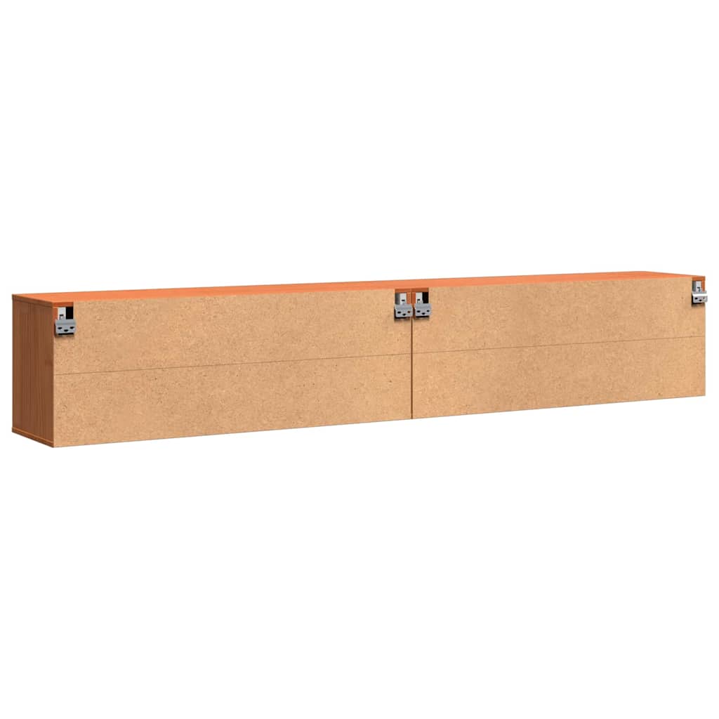 Wandschrank mit Regal mit Tür Wachsbraun Massives Kiefernholz