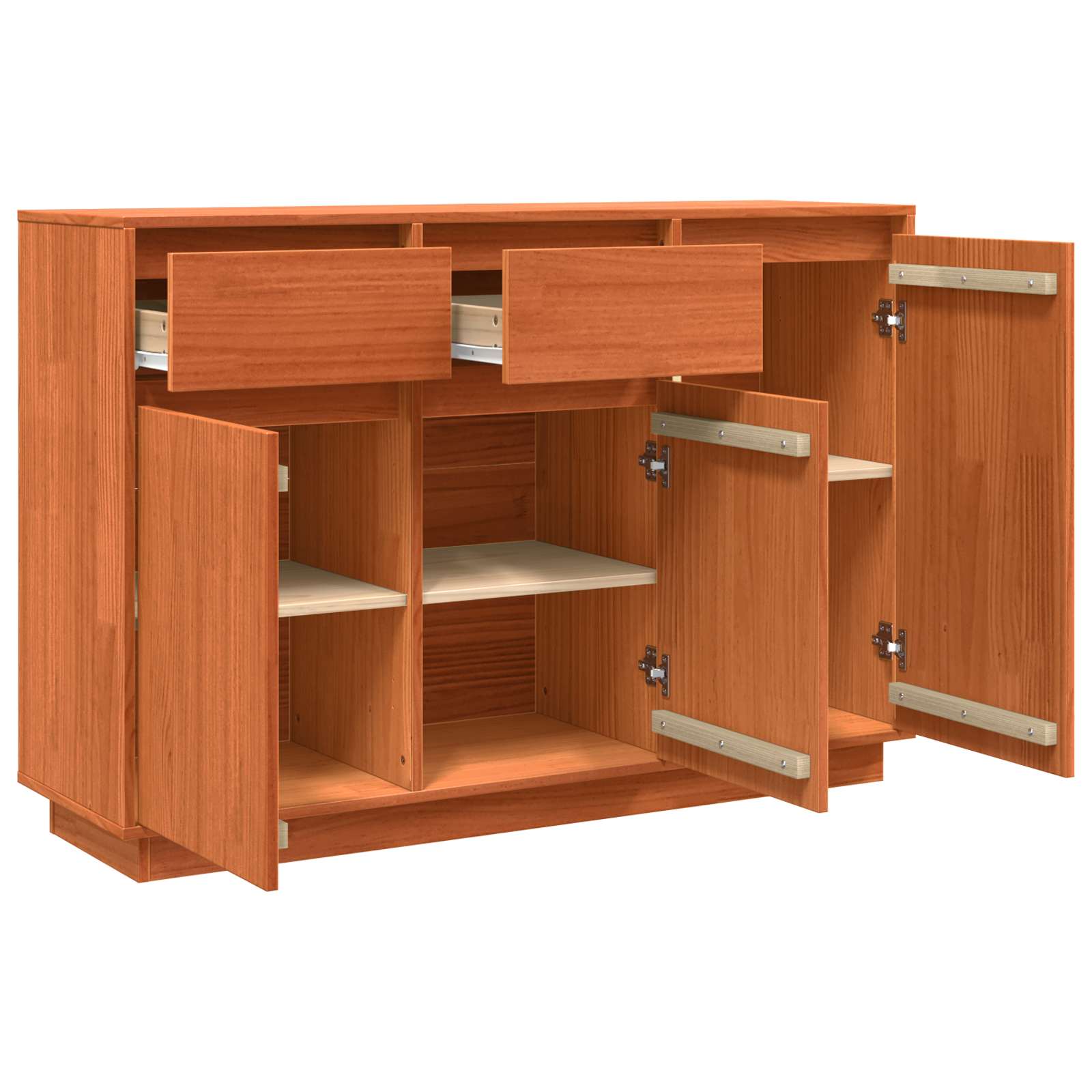 Sideboard Wachsbraun 110 x 34 x 75 cm Massives Kiefernholz