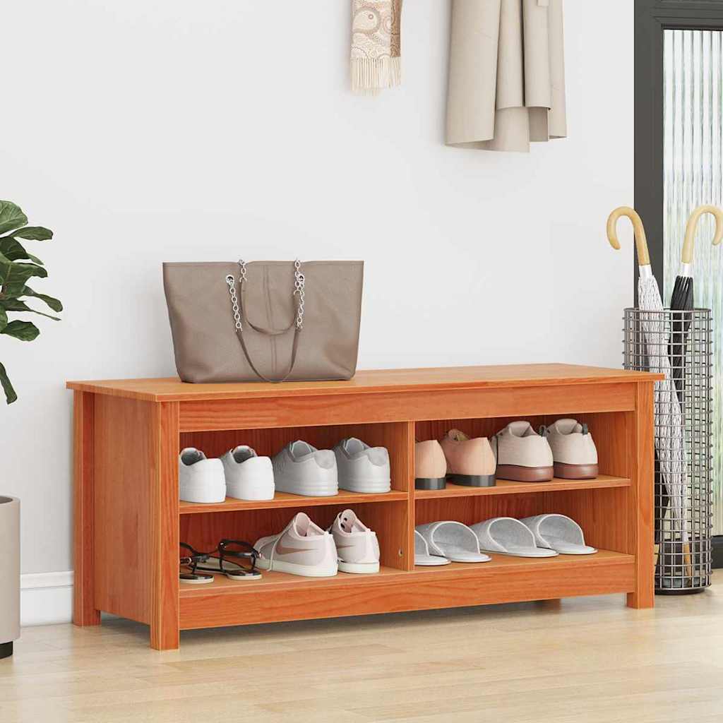 Sitzbank mit Stauraum mit Regal Wachsbraun 110 x 38 x 45,5 cm