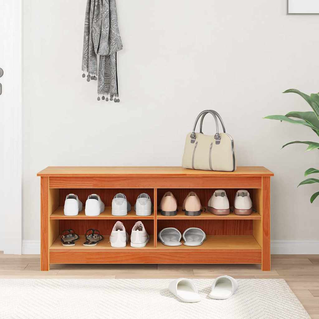 Sitzbank mit Stauraum mit Regal Wachsbraun 110 x 38 x 45,5 cm