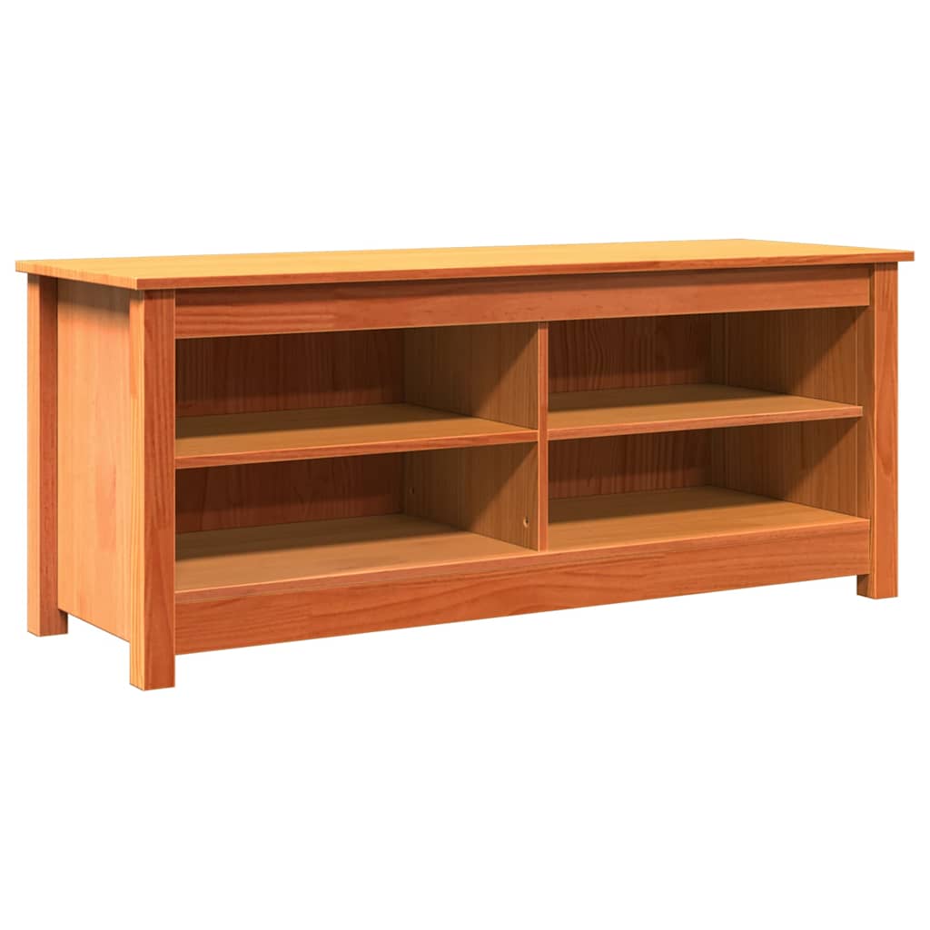 Sitzbank mit Stauraum mit Regal Wachsbraun 110 x 38 x 45,5 cm