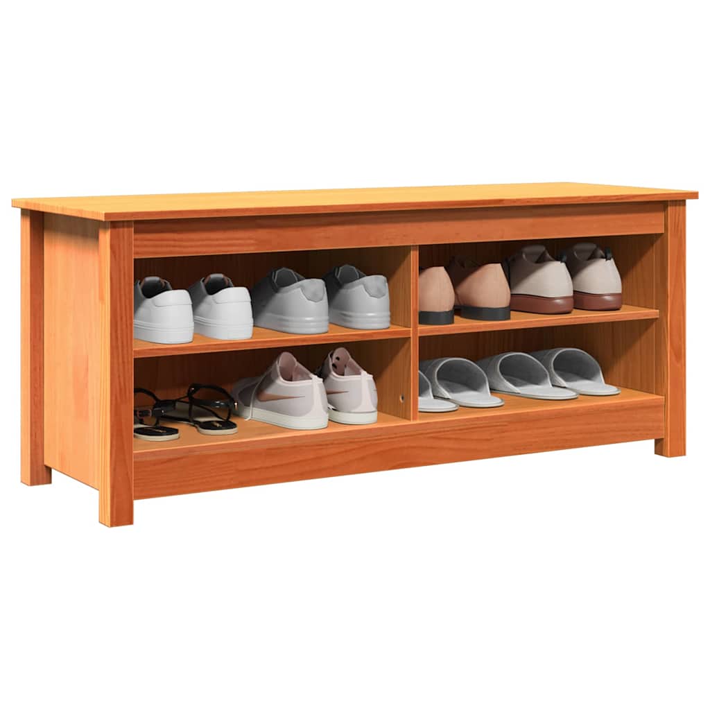 Sitzbank mit Stauraum mit Regal Wachsbraun 110 x 38 x 45,5 cm