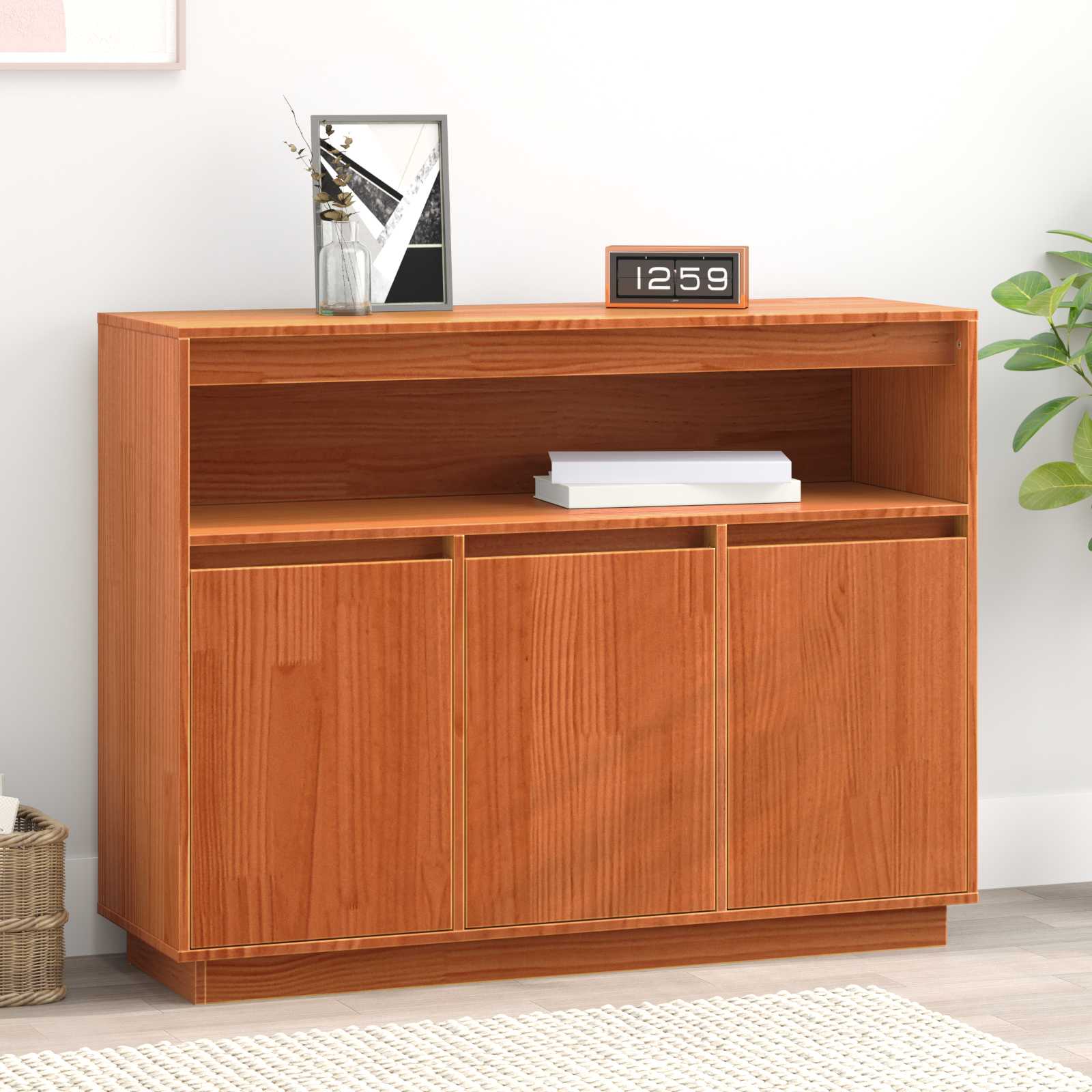 Sideboard Wachsbraun 104,5 x 34 x 80 cm Massives Kiefernholz