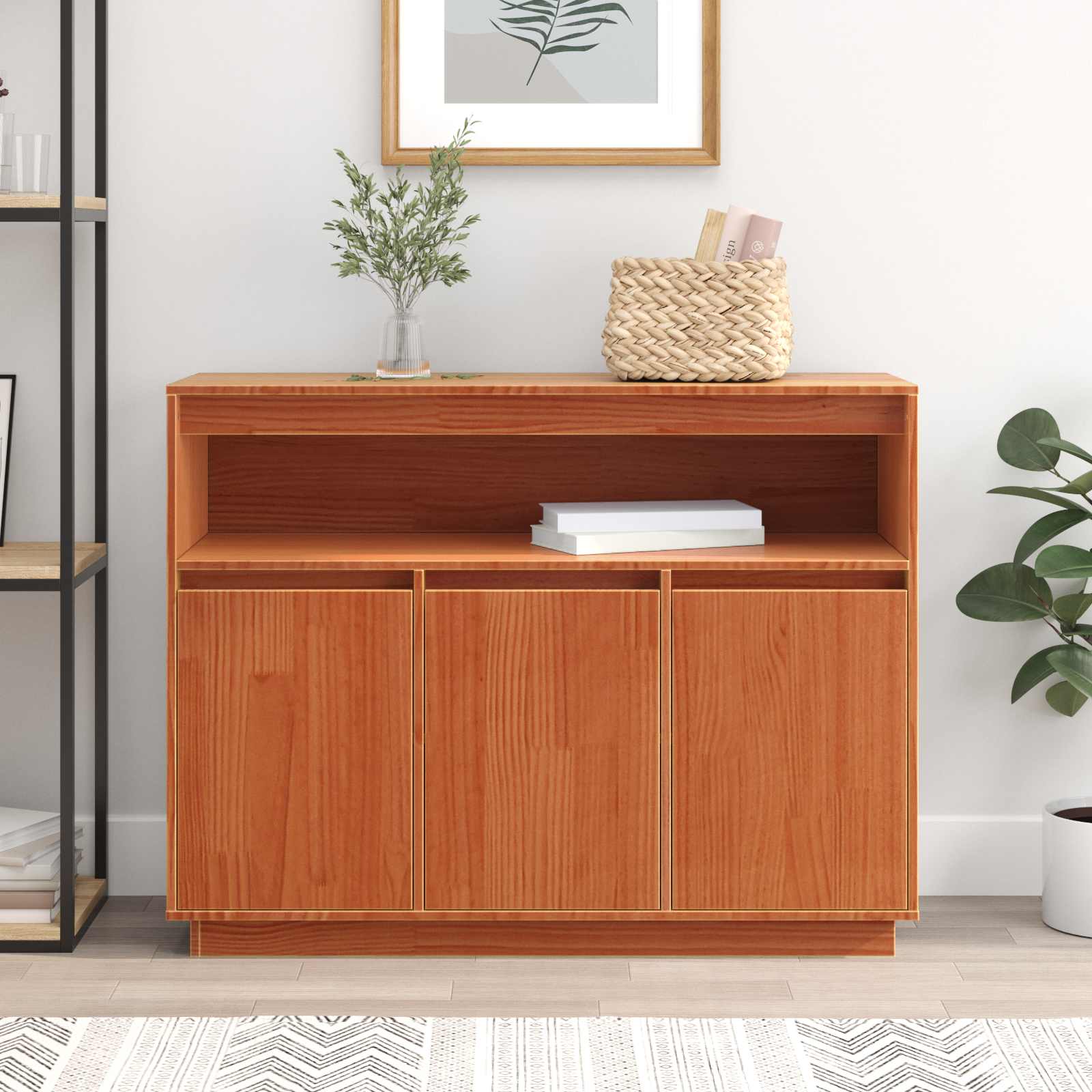 Sideboard Wachsbraun 104,5 x 34 x 80 cm Massives Kiefernholz