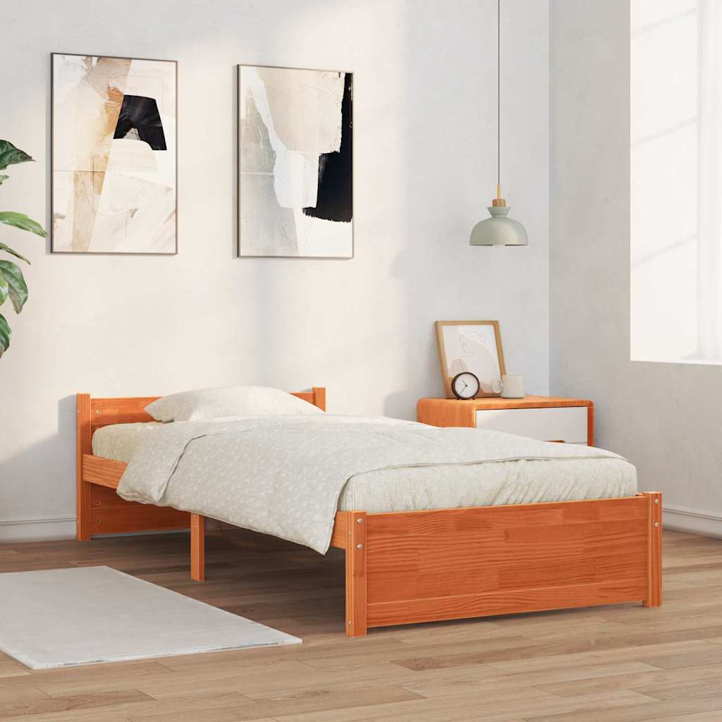 Bettrahmen Wachsbraun 205.5 x 95.5 x 51 cm Massives Kiefernholz