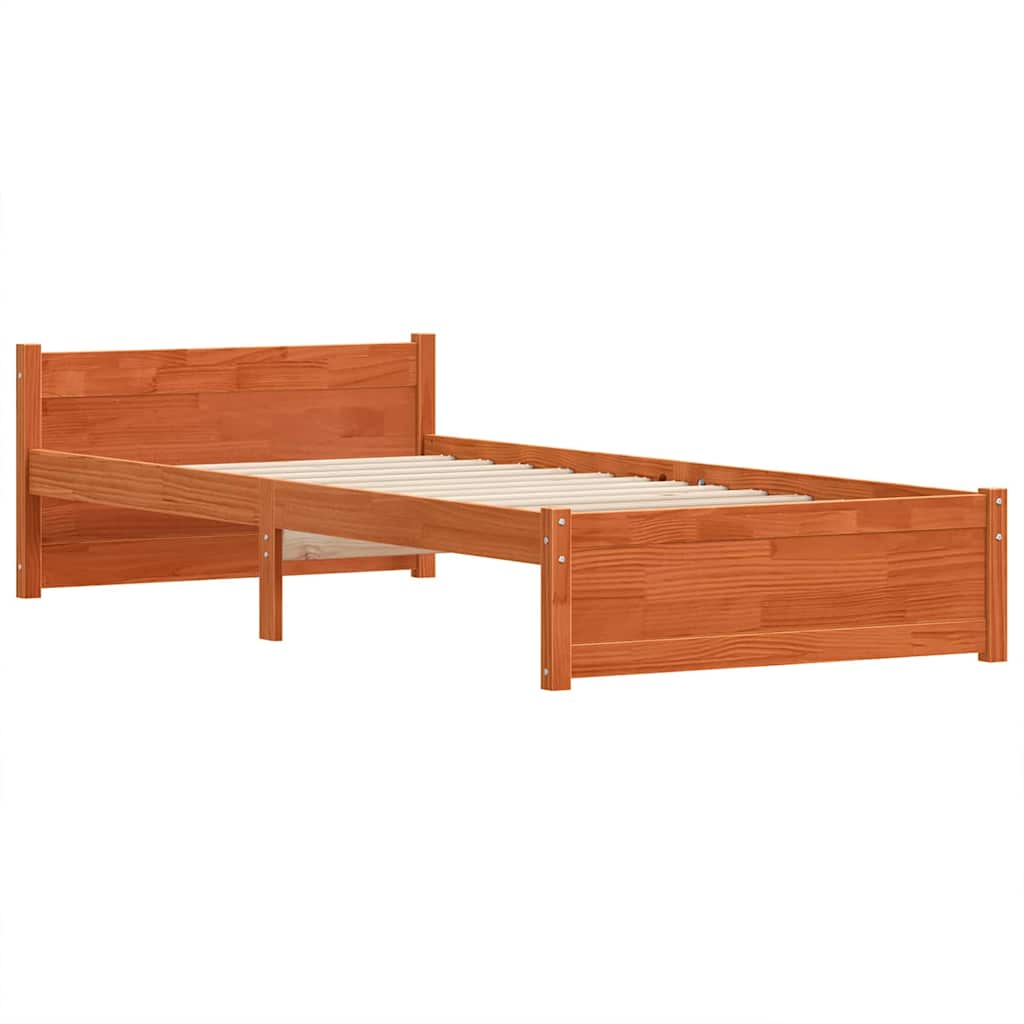 Bettrahmen Wachsbraun 205.5 x 95.5 x 51 cm Massives Kiefernholz
