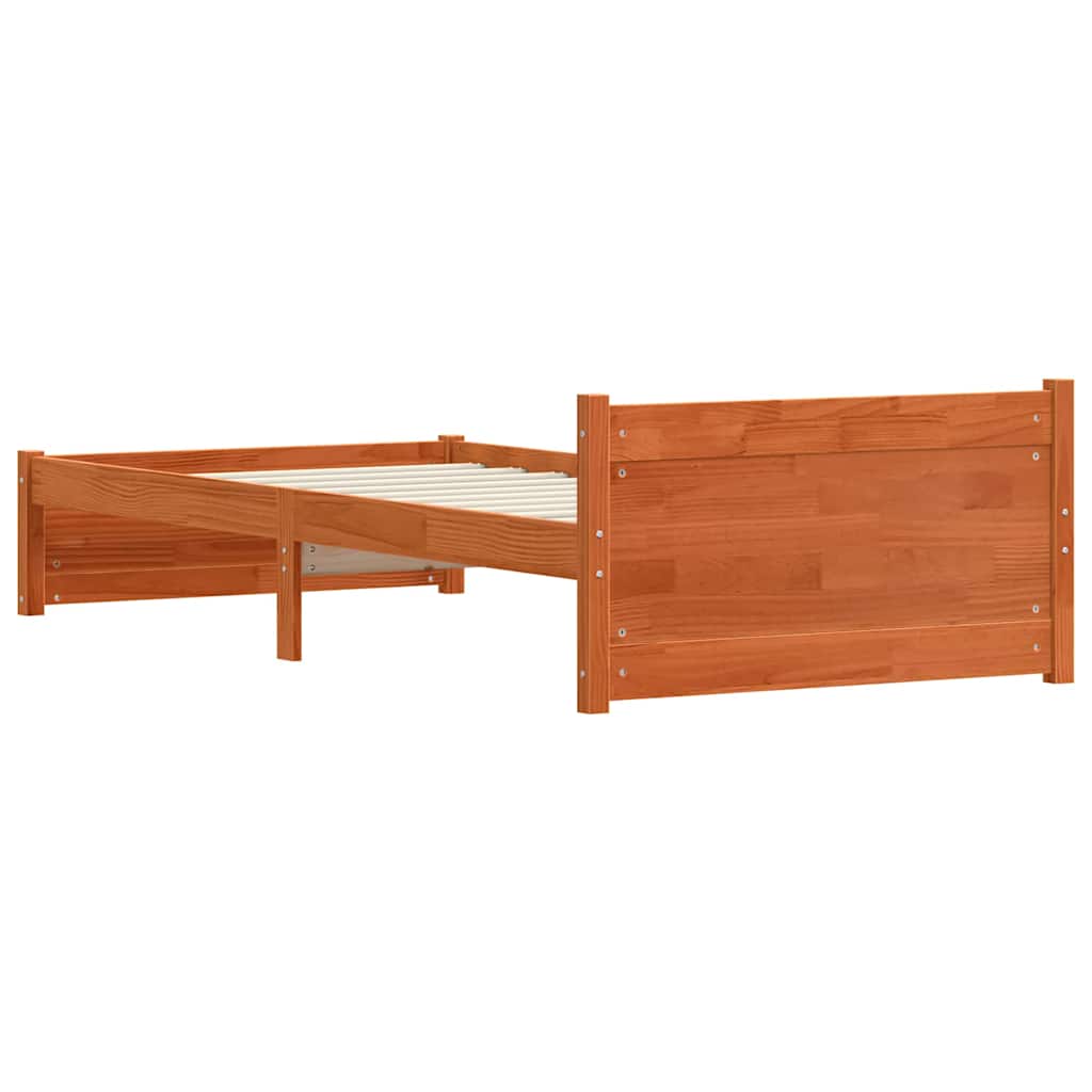Bettrahmen Wachsbraun 205.5 x 95.5 x 51 cm Massives Kiefernholz
