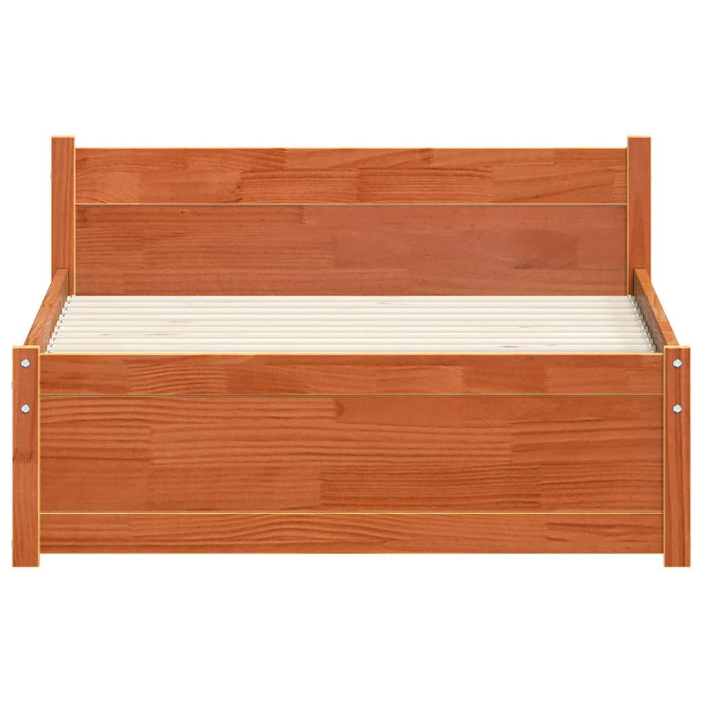 Bettrahmen mit Kopfteil Wachsbraun 205,5 x 105,5 x 51 cm