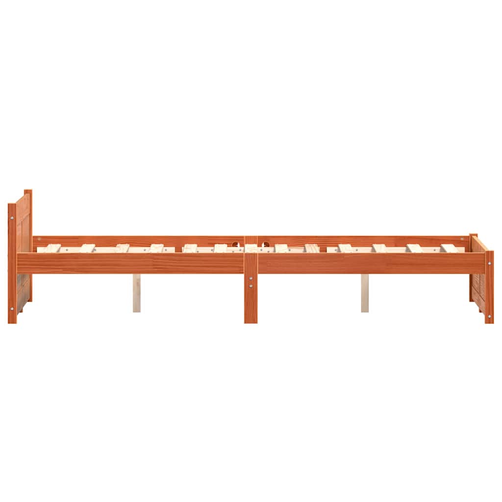 Bettrahmen mit Kopfteil Wachsbraun 205,5 x 145,5 x 51 cm