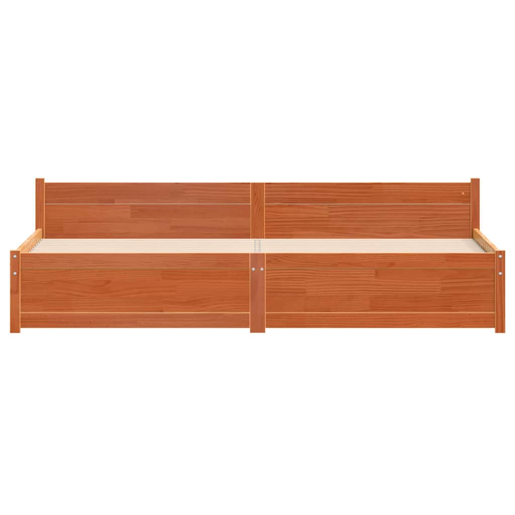 Bettrahmen mit Kopfteil Wachsbraun 205,5 x 205,5 x 51 cm