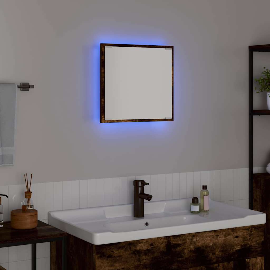 LED-Badezimmerspiegel Geräucherte Eiche 40 x 37 x 8.5 cm