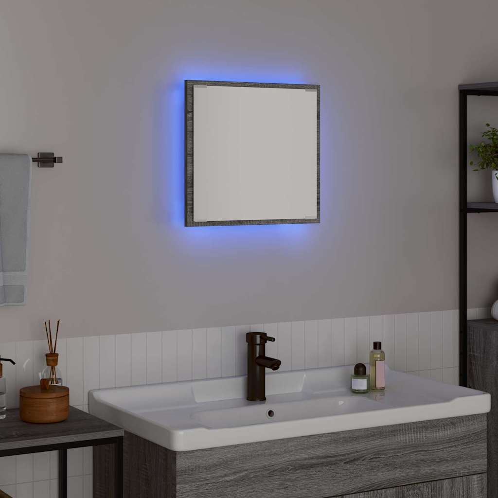 LED-Badezimmerspiegel Graues Sonoma 40 x 37 x 8.5 cm