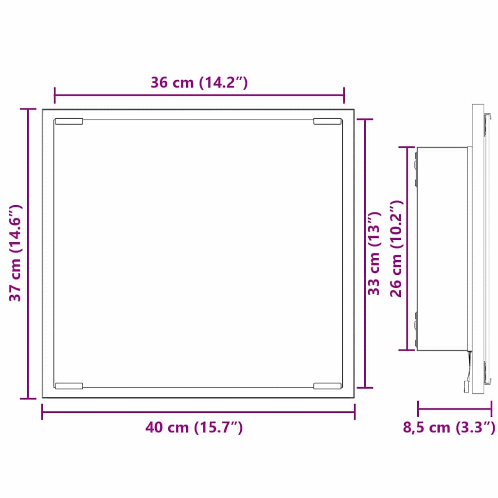 LED-Badezimmerspiegel Graues Sonoma 40 x 37 x 8.5 cm