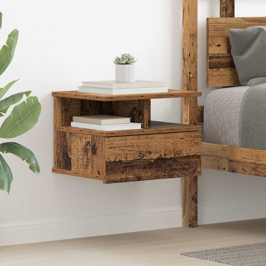 Schwebender Nachttisch Altholz 40 x 31 x 28 cm Holzwerkstoff