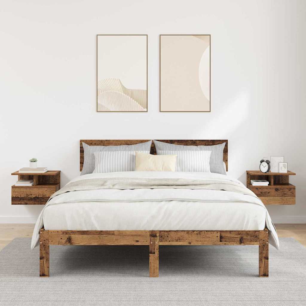 Schwebender Nachttisch 2 pcs Altholz 40 x 31 x 28 cm