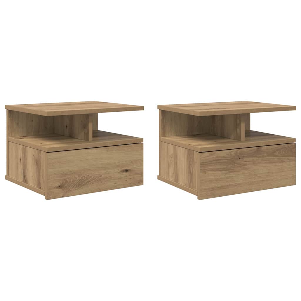 Schwebender Nachttisch 2 pcs Artisan-Eiche 40 x 31 x 28 cm