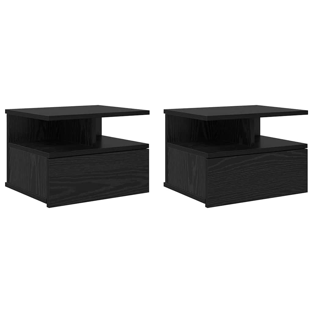 Schwebender Nachttisch 2 pcs Schwarz Eichen-Optik Holzwerkstoff