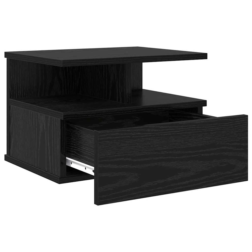 Schwebender Nachttisch 2 pcs Schwarz Eichen-Optik Holzwerkstoff