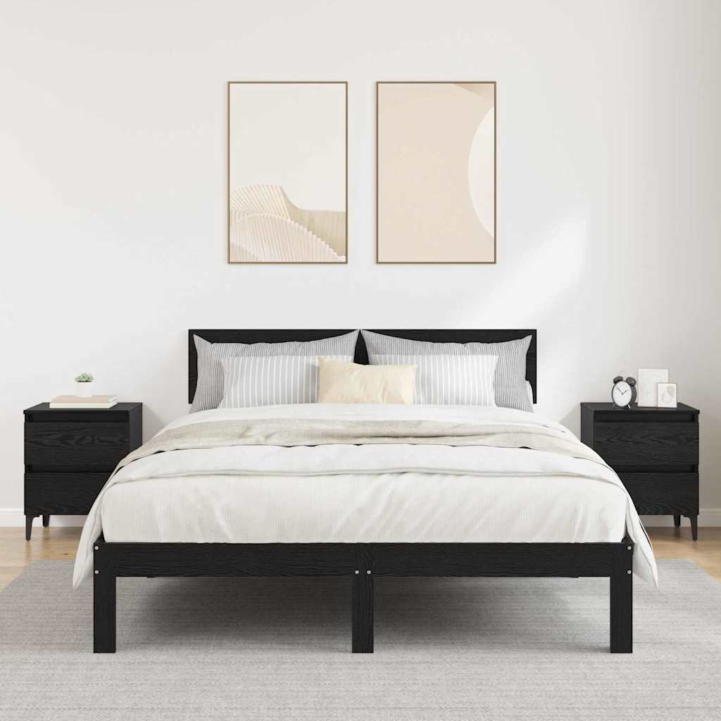 Nachttisch 2 pcs Schwarz Eichen-Optik 40 x 35 x 50 cm