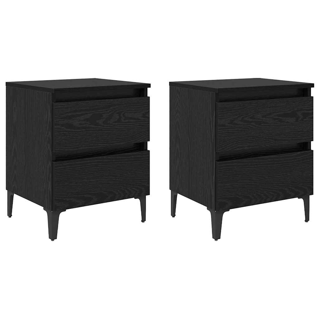 Nachttisch 2 pcs Schwarz Eichen-Optik 40 x 35 x 50 cm