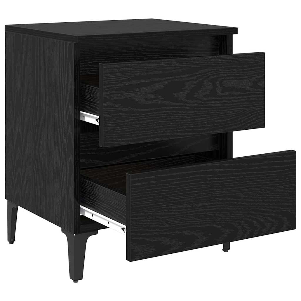 Nachttisch 2 pcs Schwarz Eichen-Optik 40 x 35 x 50 cm