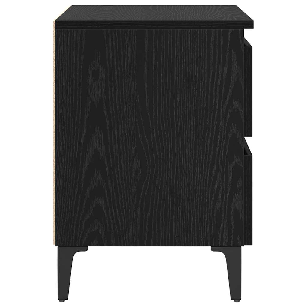 Nachttisch 2 pcs Schwarz Eichen-Optik 40 x 35 x 50 cm