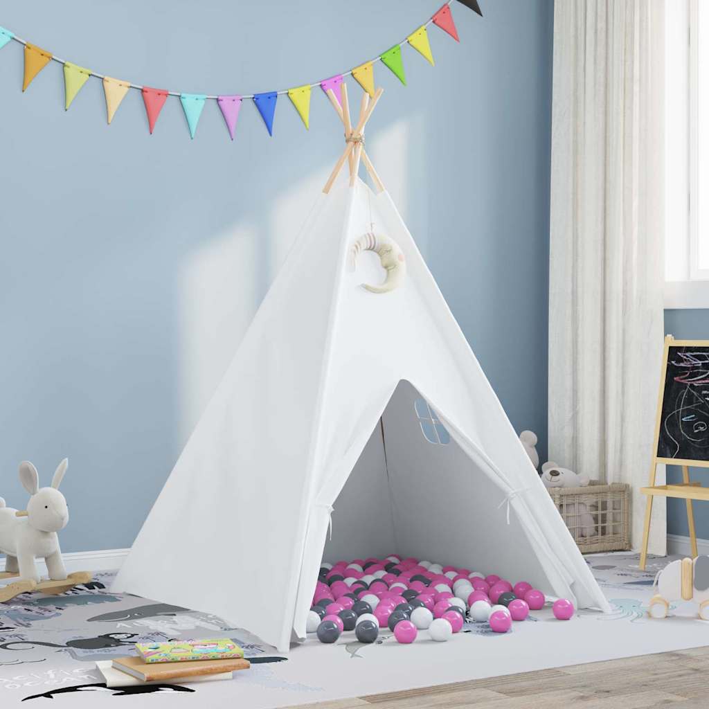 Teepee Zelt Weiß 120 x 120 x 150 cm Stoff und Plastik