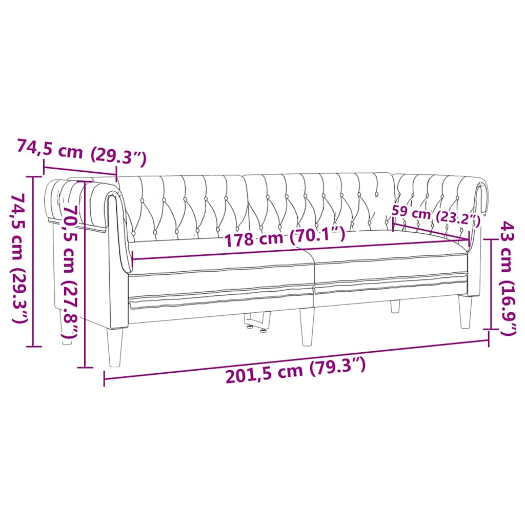 Wohnzimmer Couch 2 pcs Hellgrau 201,5 x 74,5 x 74,5 cm Stoff