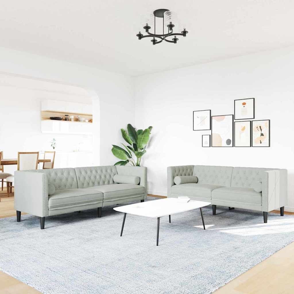 Wohnzimmer Couch 2 pcs Hellgrau 194 x 74,5 x 70,5 cm Samt